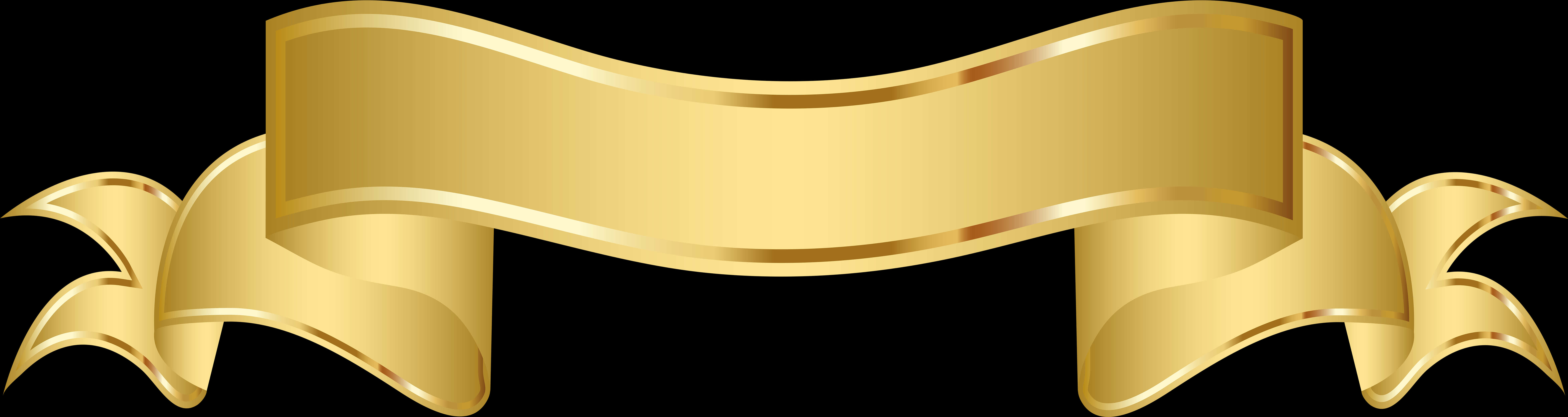 Banner Ribbon Flowy Gold