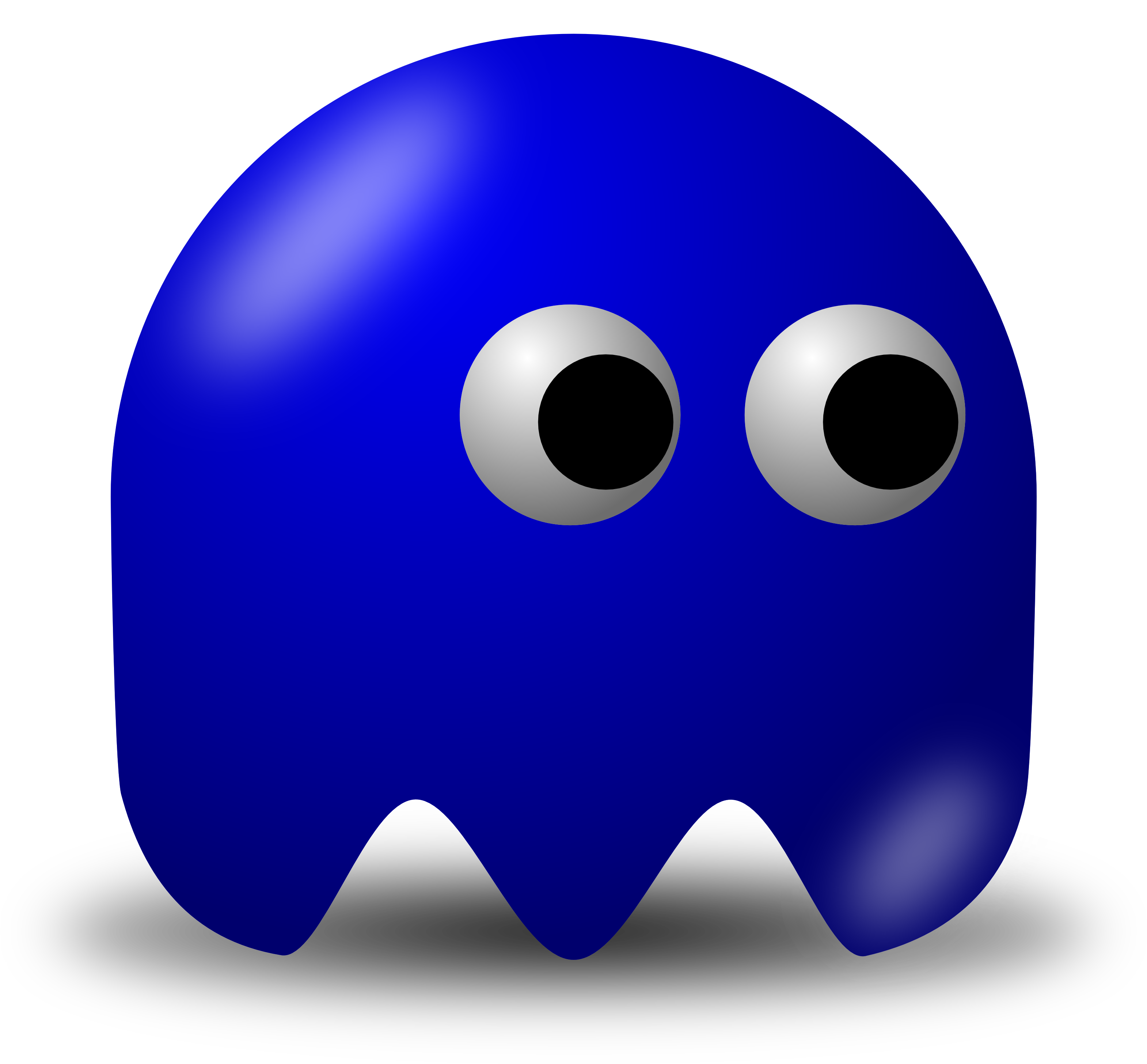 A Blue Cartoon Character With Black Eyes