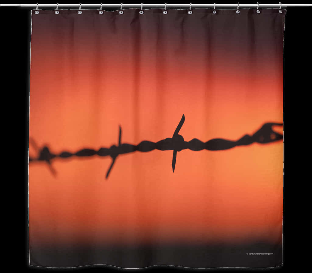 A Shower Curtain With A Barbed Wire