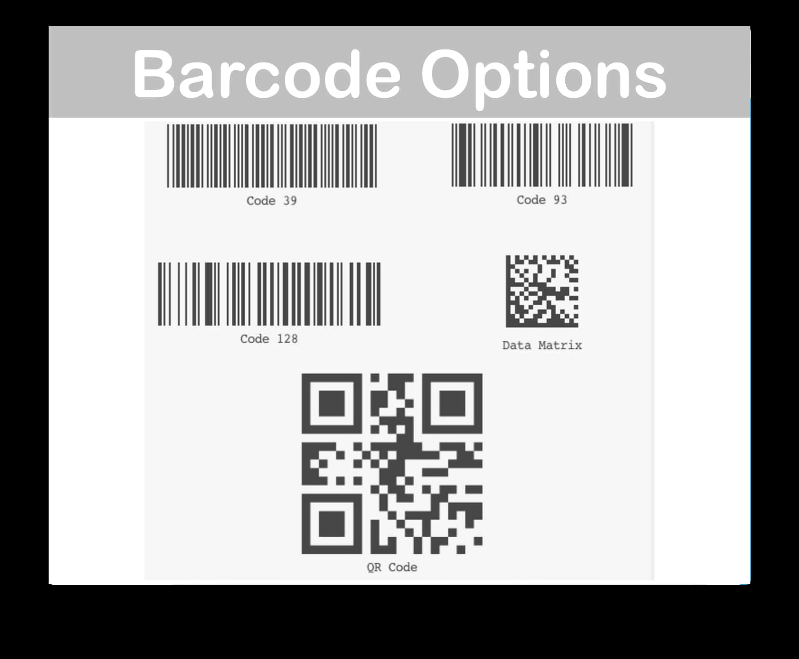 A Barcode Options On A White Background