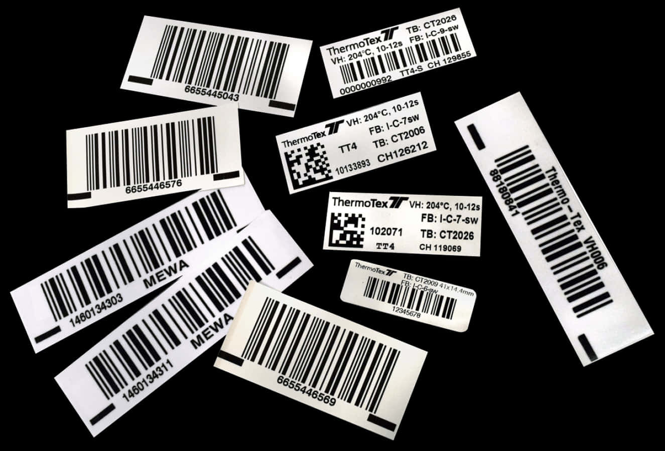 A Group Of White Labels With Black Text