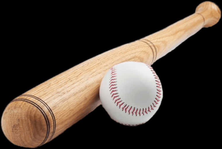 A Baseball And Bat On A Black Background