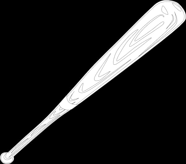 A White Line Drawing Of A Baseball Bat