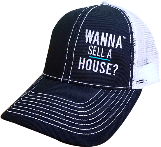 A Black And White Hat With White Text
