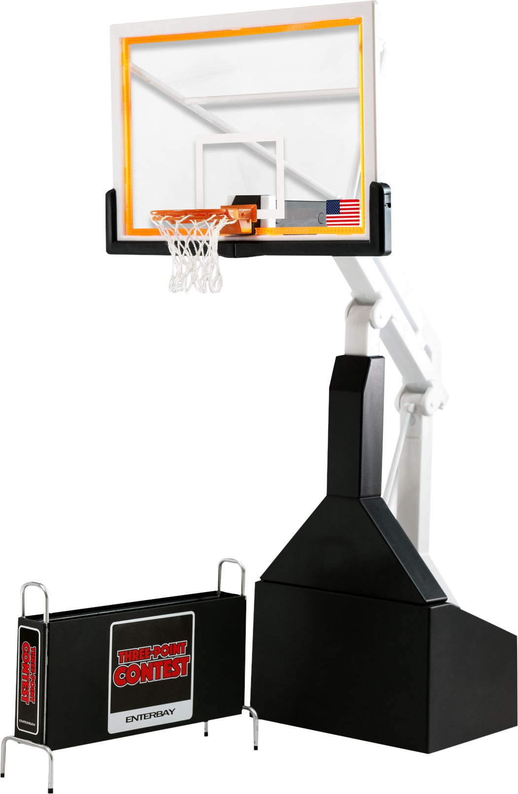 A Toy Basketball Hoop And A Black Stand