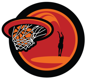 A Logo Of A Basketball Hoop And A Person In The Net