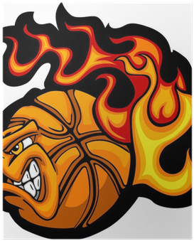 A Basketball With Flames On It