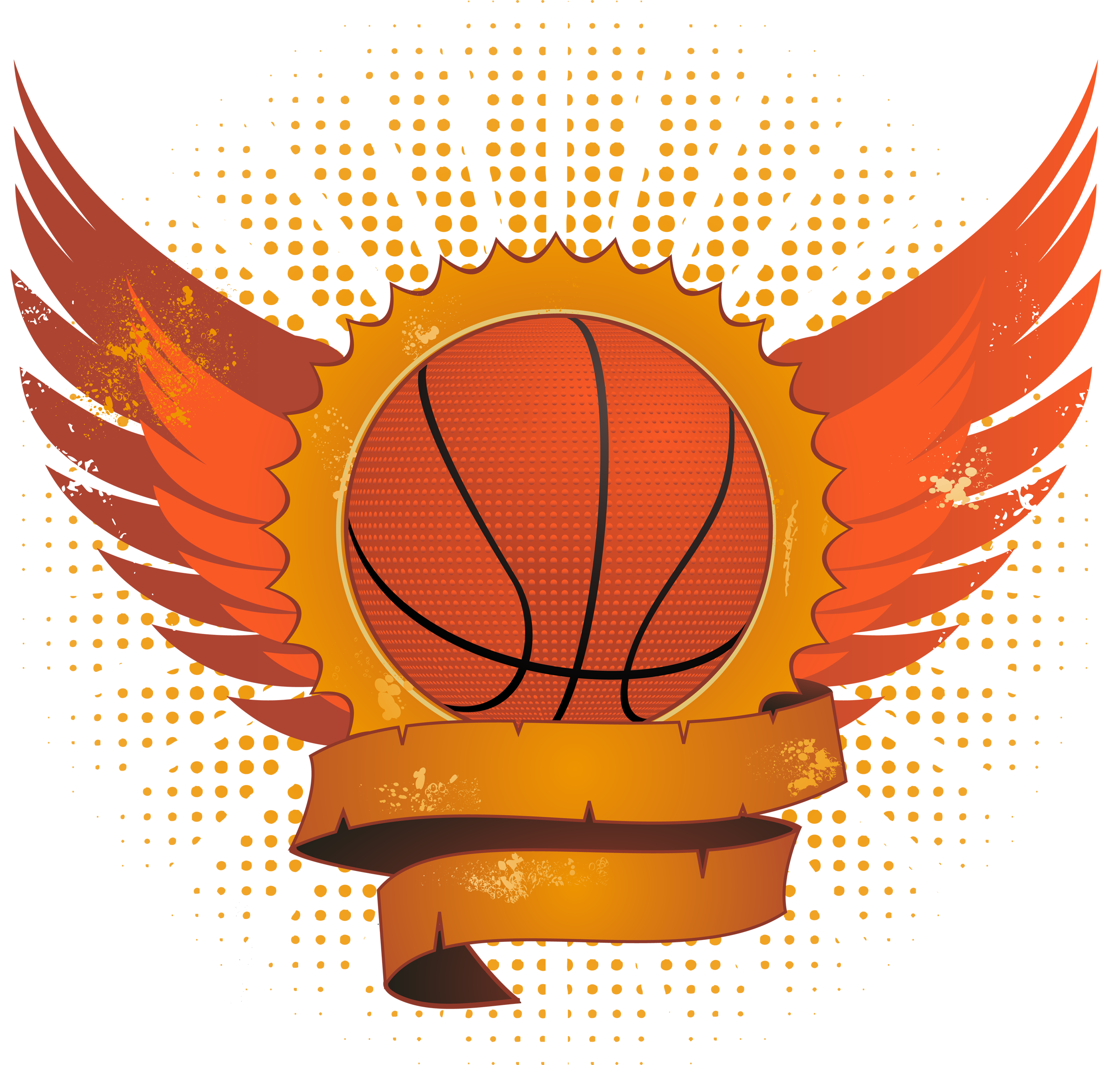 A Basketball With Wings And Banner