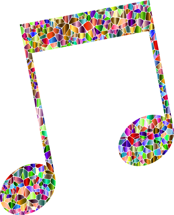 A Colorful Music Note With Black Background