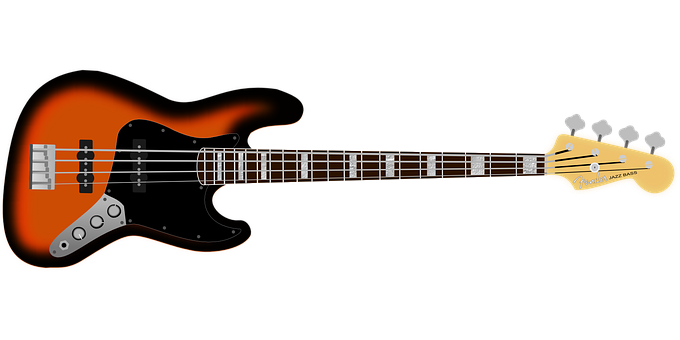 A Black And Orange Electric Guitar