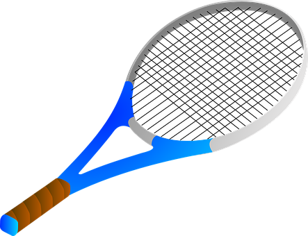 A Blue And White Tennis Racket