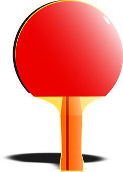 A Red And Yellow Ping Pong Paddle