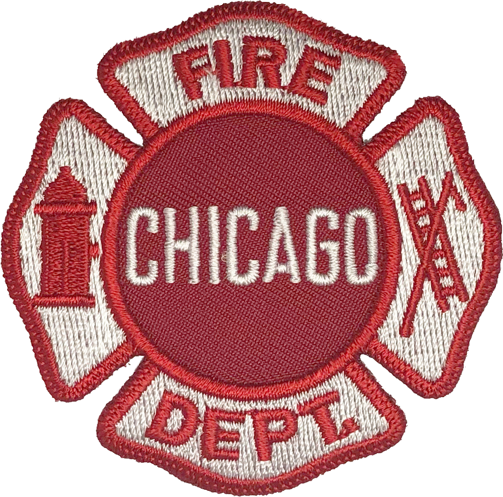A Red And White Patch With White Text