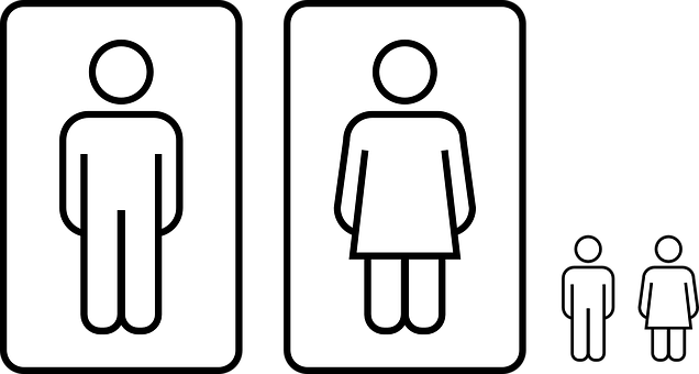 A Black And White Sign With A Man And Woman