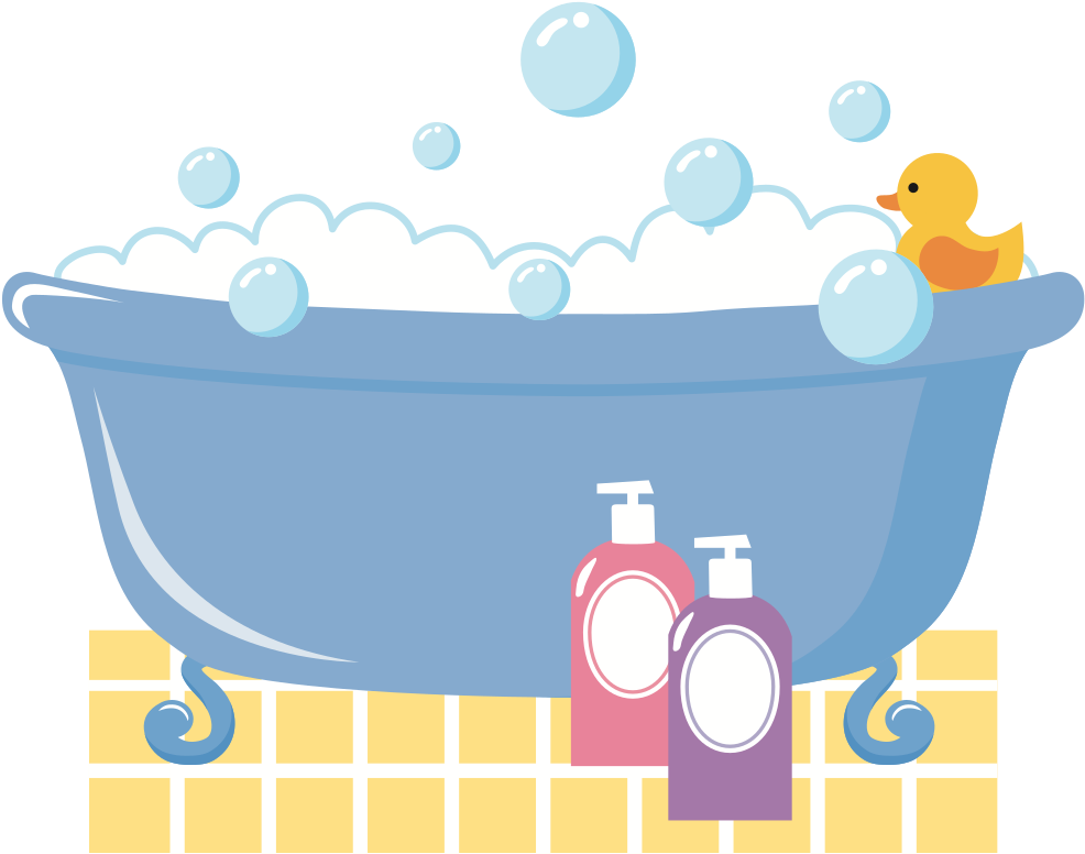 A Bathtub With Bubbles And A Rubber Duck