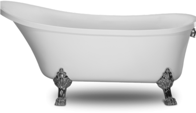 A White Bathtub With A Silver Foot
