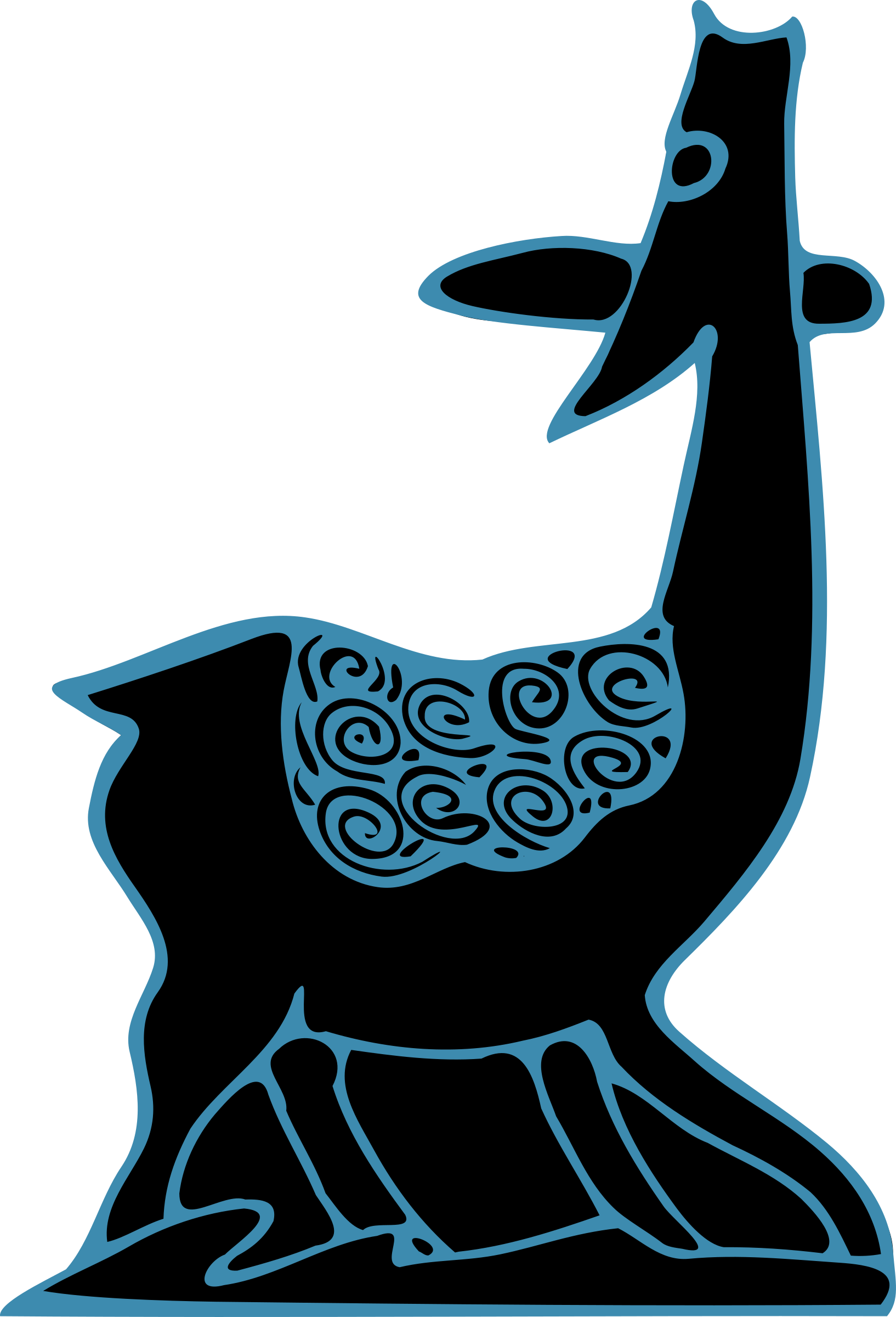 A Blue And Black Drawing Of A Llama