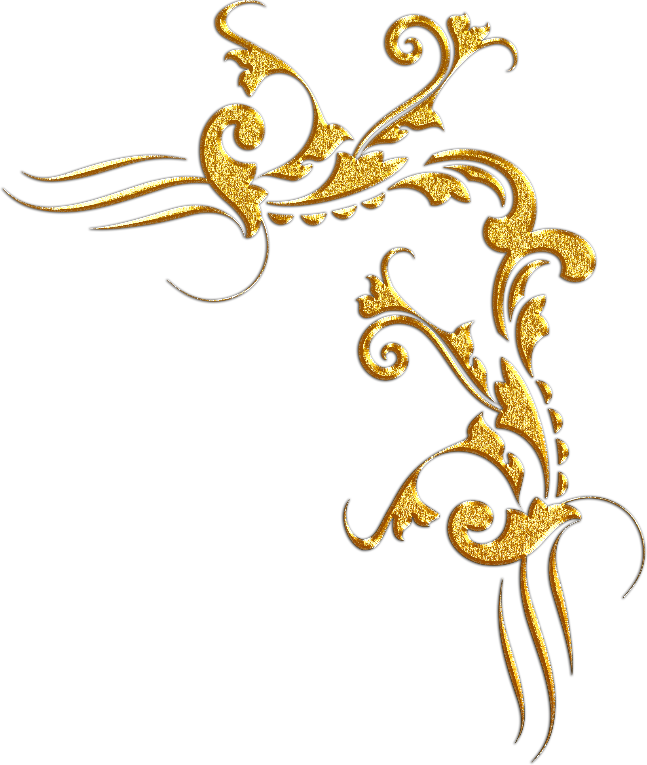 A Gold Floral Design On A Black Background