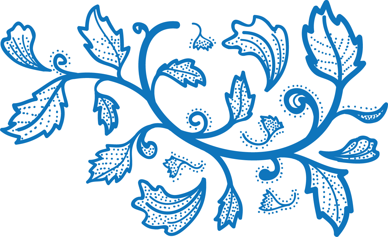 A Blue And Black Floral Design