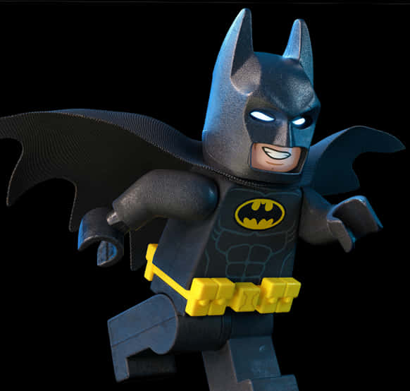 A Lego Batman With Black And Yellow Cape
