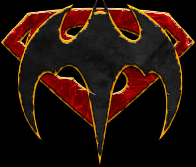 A Black Bat Symbol With A Red Diamond