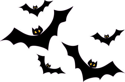 A Group Of Bats With Yellow Eyes
