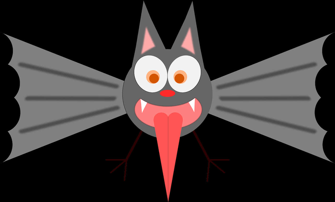 A Cartoon Bat With Wings And Mouth