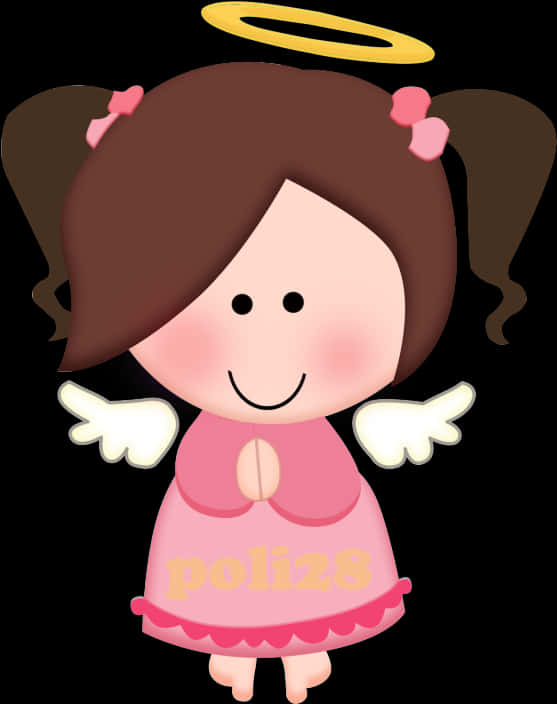 A Cartoon Of A Girl With Pigtails And Wings