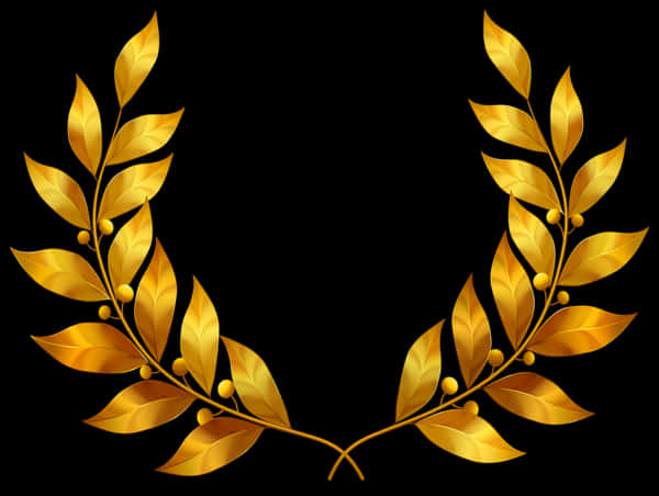 A Gold Laurel Wreath With Black Background