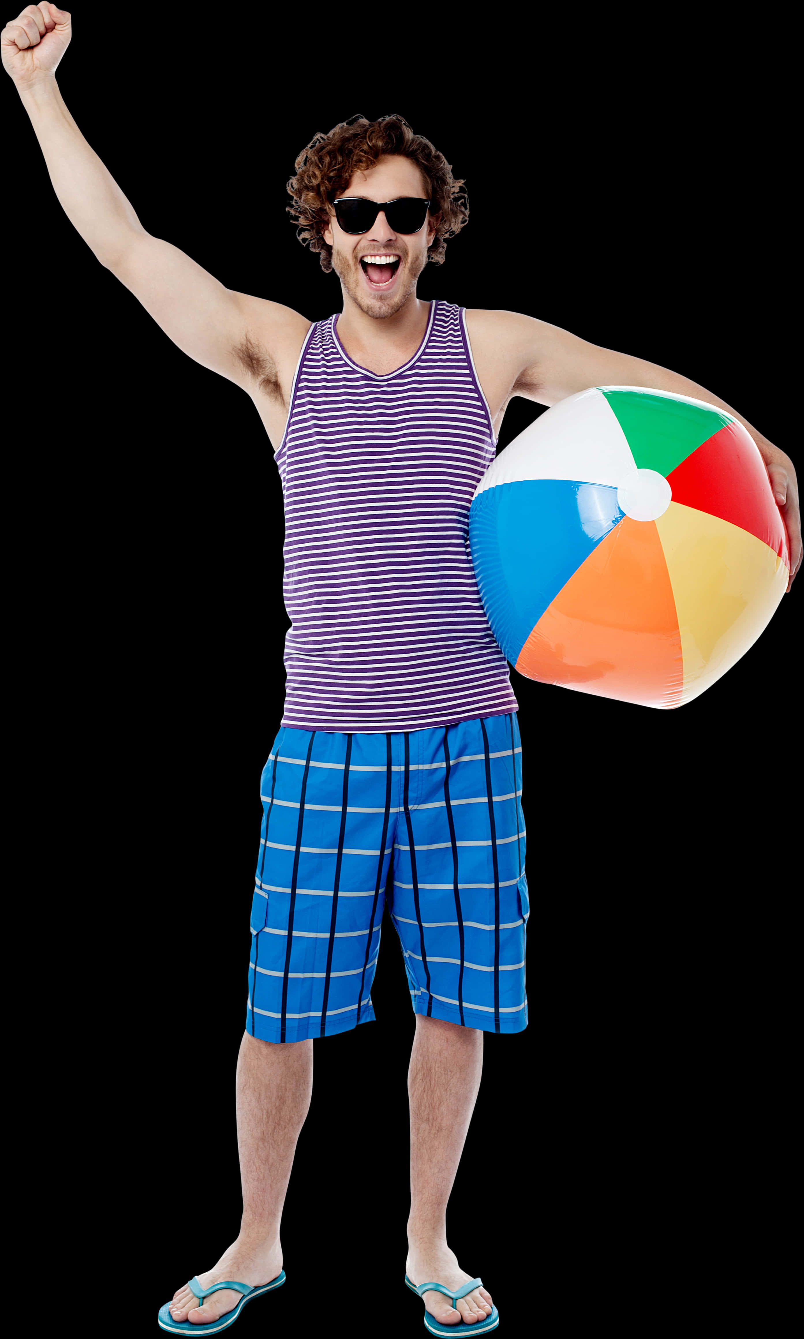 A Man Holding A Beach Ball
