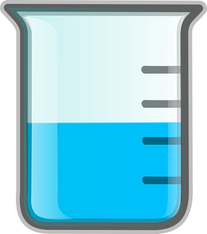 A Beaker With A Blue Liquid In It