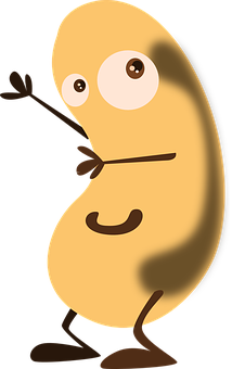 A Cartoon Peanut With Eyes And A Black Background