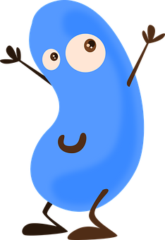 A Blue Cartoon Character With Eyes And Hands