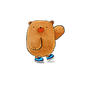 A Cartoon Bear With Blue Shoes