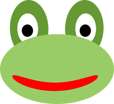 A Green Frog Face With Red Mouth And Black Background