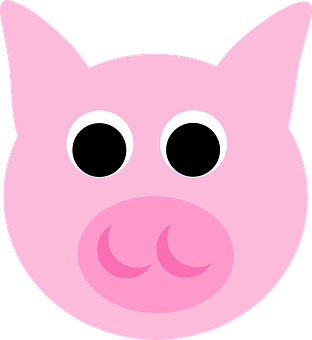 A Pink Pig Face With Black Background