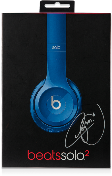 A Blue Headphones On A Black Background