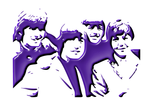 A Group Of People With Purple Paint