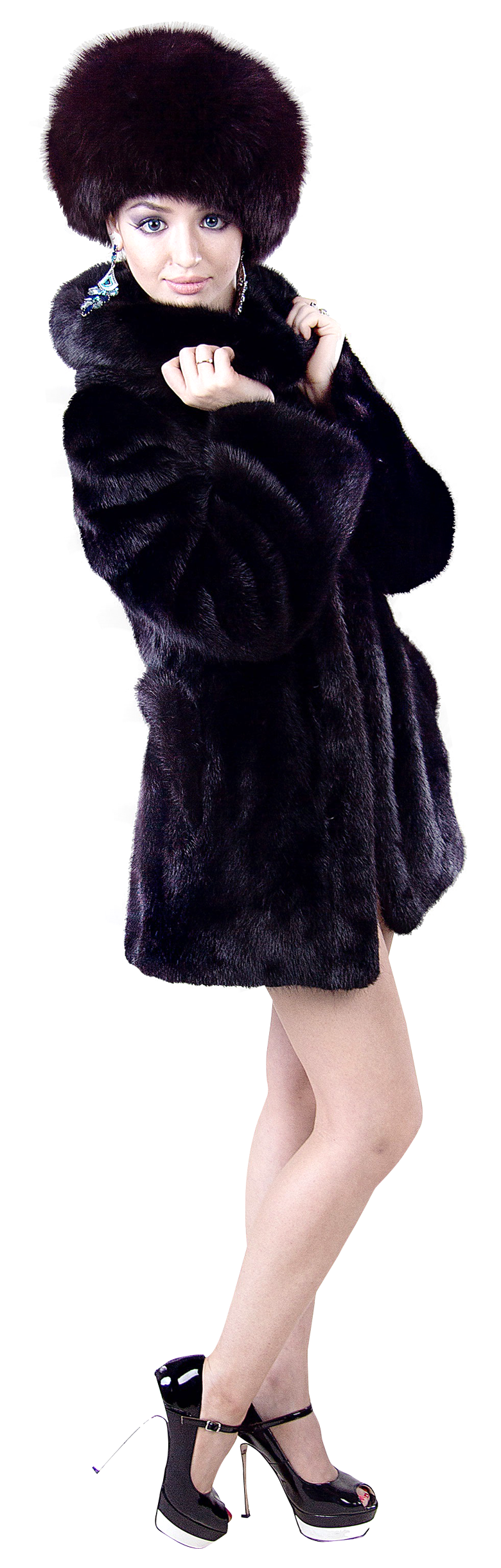 A Woman In A Black Fur Coat