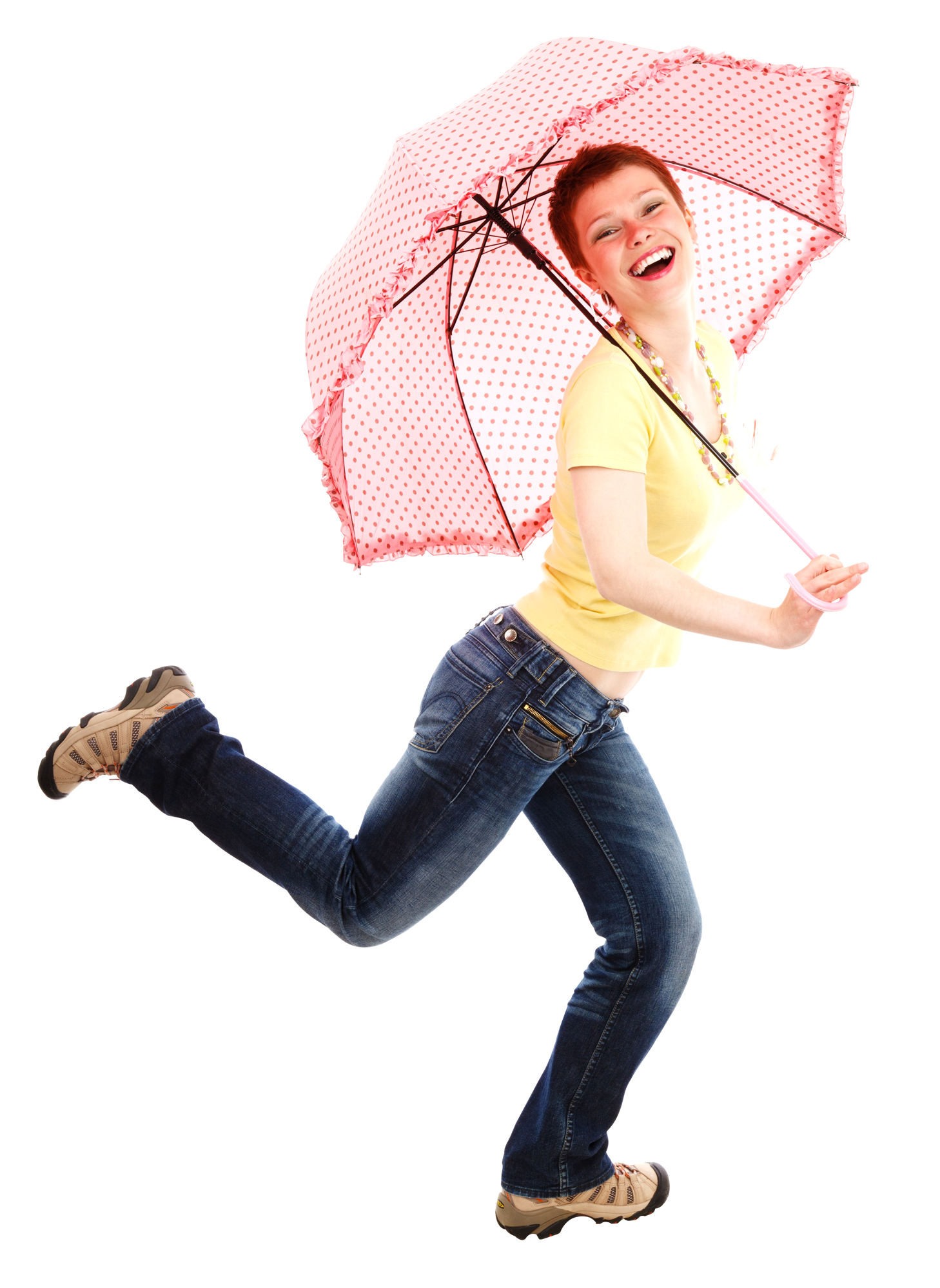 A Woman Holding A Pink Umbrella