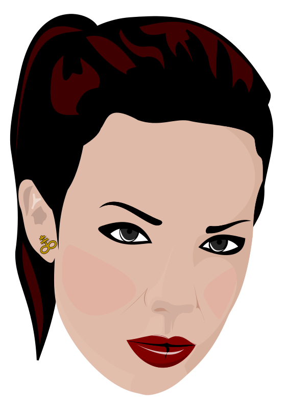 A Woman With Dark Hair And Red Lips