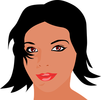 A Woman With Black Hair And Red Eyes