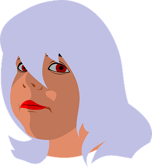 A Woman With White Hair And Red Lips