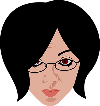 A Woman With Glasses And Red Eyes