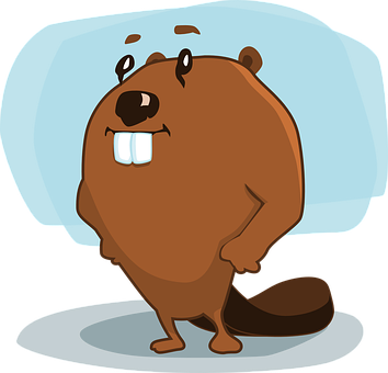 Cartoon Beaver With Big Teeth