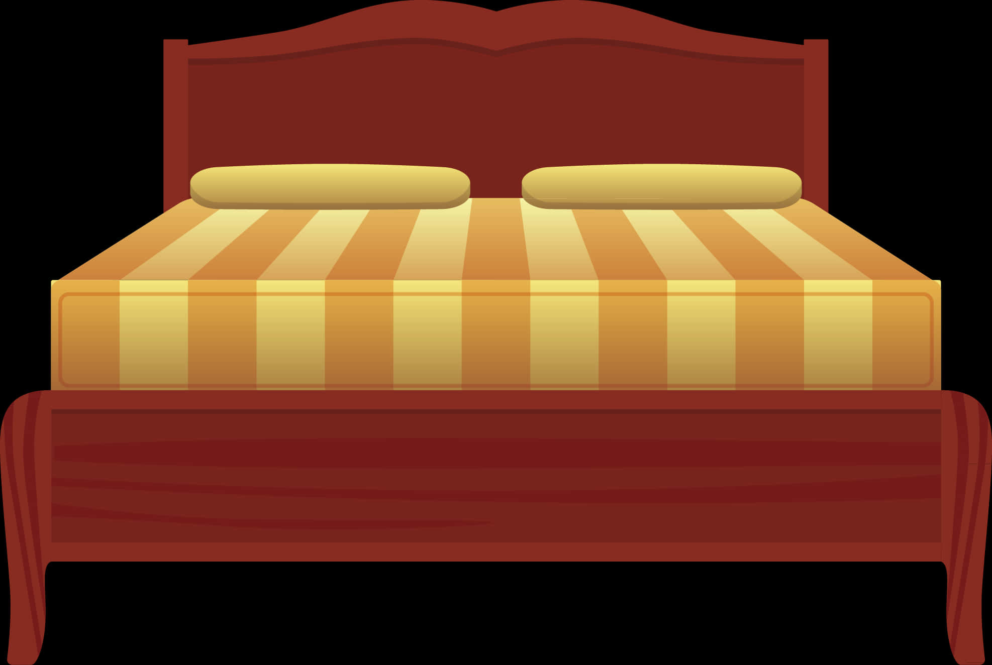 A Bed With A Striped Bedding