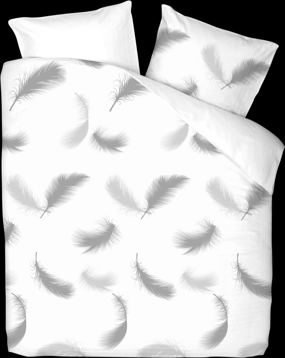 A White Bed With Feathers On It