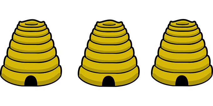 A Group Of Beehives On A Black Background