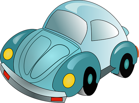 A Cartoon Of A Blue Car