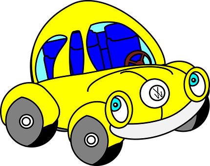 A Cartoon Of A Yellow Car